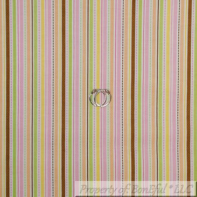 BonEful Fabric FQ Cotton Quilt White Orange Pink Yellow Spring Summer Kid STRIPE
