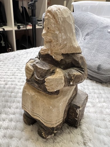 FIGURINE VINTAGE ANNI 60 DANESE DANIMARCA GESSO VECCHIA DONNA GESSO Bookend Art - Foto 3 di 11