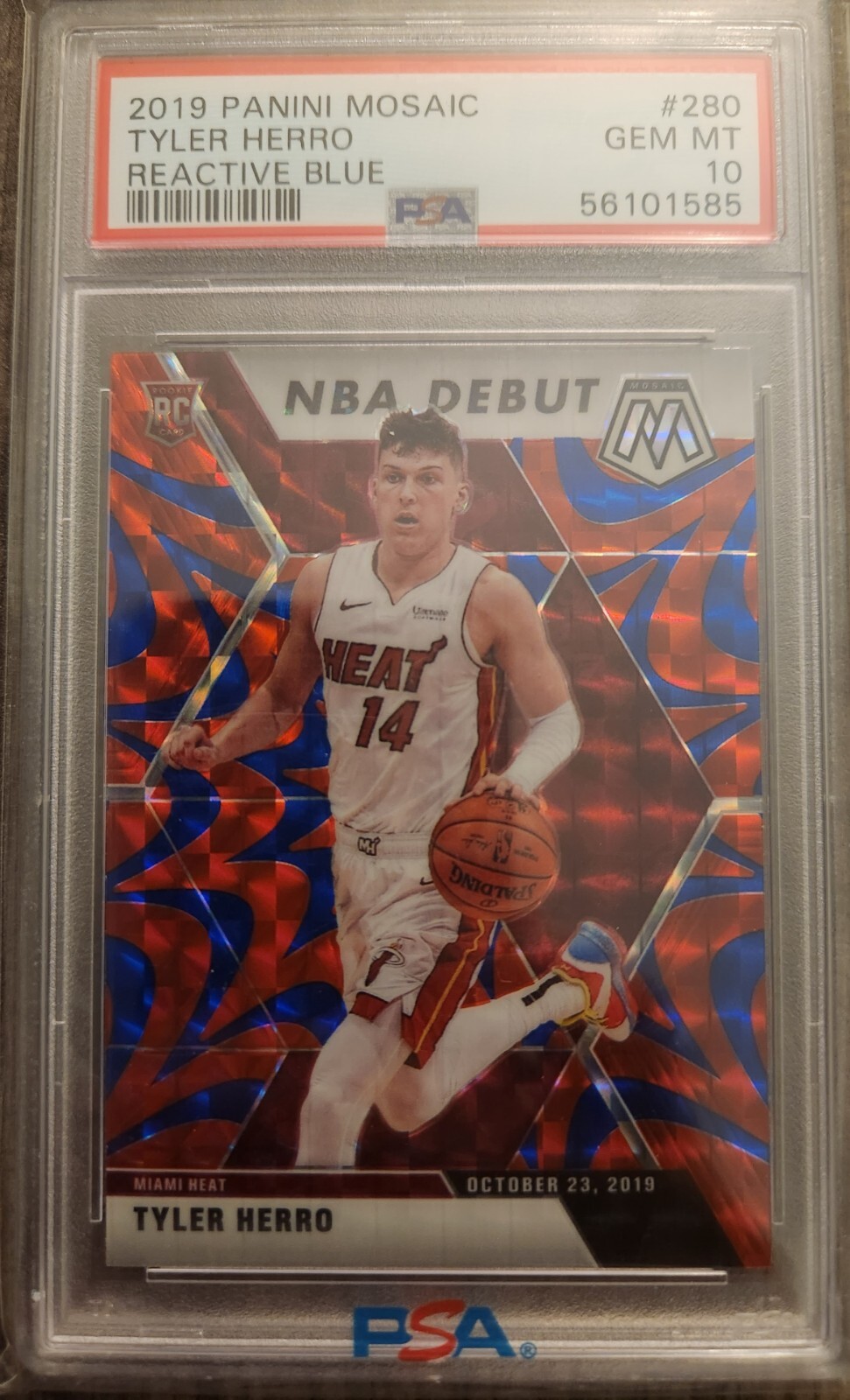 2019 PANINI MOSAIC TYLER HERRO REACTIVE BLUE #280 RC PSA 10 GEM MINT RC HEAT 🔥