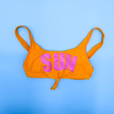 Banana Moon Orange Small SUN Logo Wide Strap Tie Swim Bikini Top VS Swimsuit New