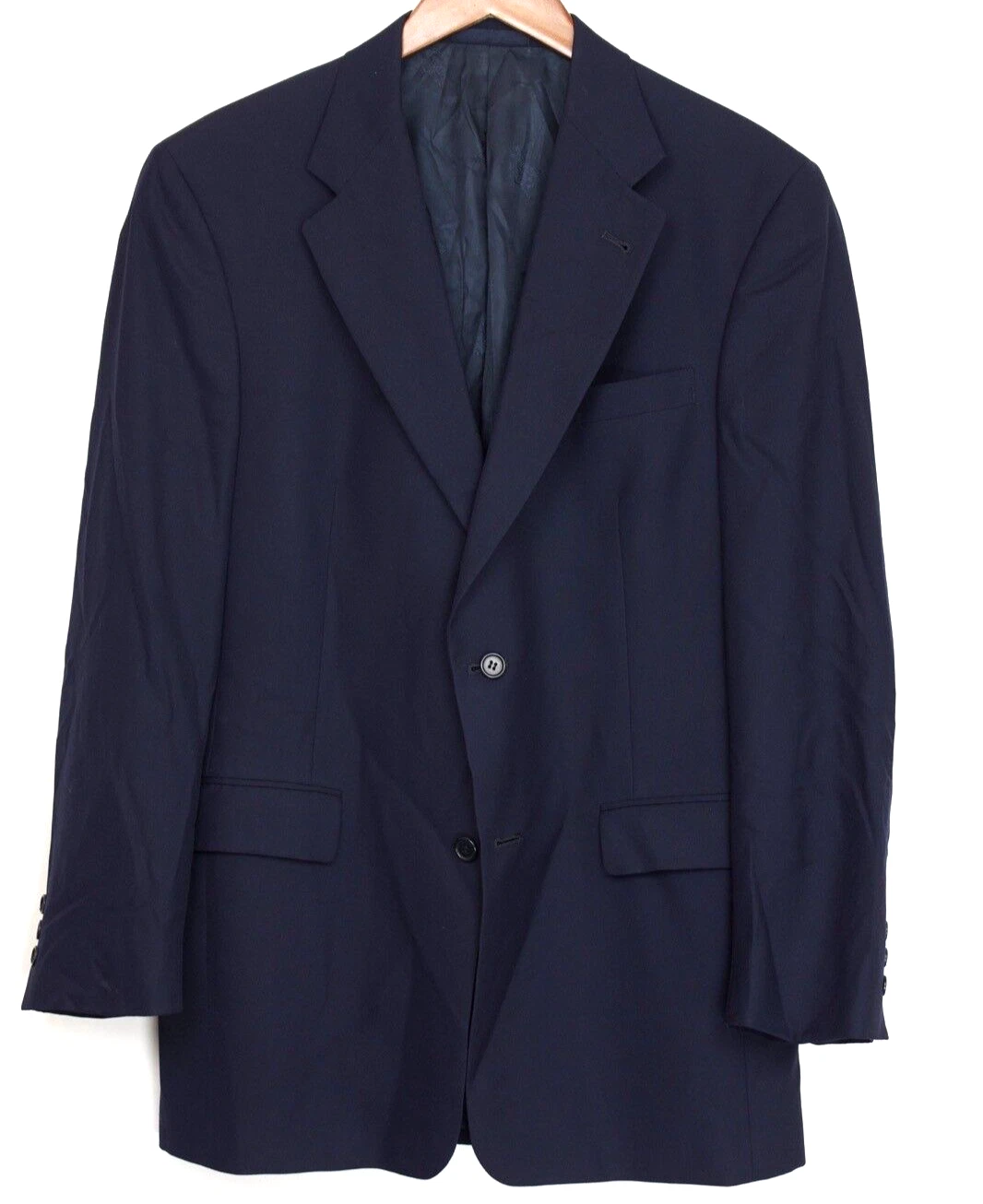 Burberry London Suit Coat Uomo 42R Blu Navy Solido Giacca 2 Bottoni Solo Made in USA