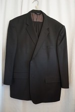 Pronto Uomo men M 2pc 100 wool suit black pinstripe see measurements
