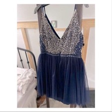 Anthropologie Sequin Avery Blue Dress - size 16 BHLDN