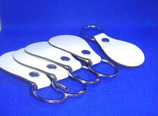  5 Five " WHITE " PU Leather Key Fob Blank KEY RING DIY Laser Engraving-WRITE OK