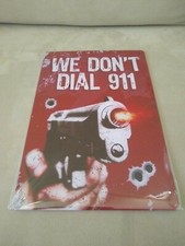 Funny No Trespassing Warning 8 x 12 Metal Tin Sign With Gun  Bullet Holes Look