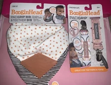 BooGinHead Pacigrip Bib & Teether Bib AND 2 Pacifier Clips
