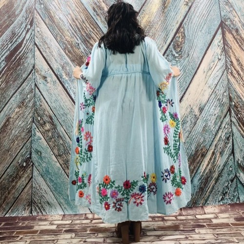 Sabreena Embroidered Maxi Top Tunic Kimono Duster Cardi, Dress Featival Dress - Picture 3 of 11