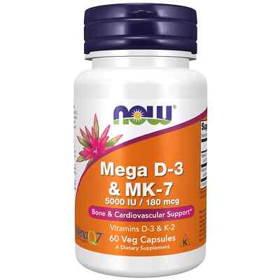 NOW Foods Mega D-3 & MK-7 60 Kapseln, starke Knochen, Herz-Kreislauf-Gesundheit USA