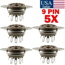 (5PCS)- 9 Pin For Belton Socket, Bottom Mount Micalex .75" Chassis Hole USA