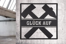 Gilde Wandbild Metall "Glück auf" Ruhrpott Kohlenpott Zeche Hammer Geschenk