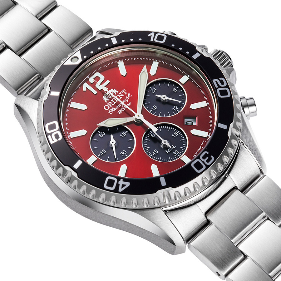 Orient Mako RN-TX0207R Panda Red Face Solar Chronograph Analog Men