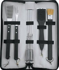 NEW Barbecue 11 pc BBQ TOOL SET GRILL MASTER skewers Case barbeque spatula Brush