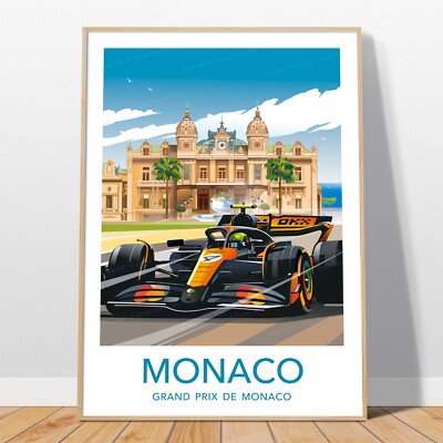 Monaco F1 Wall Art Poster   Lando Norris McLaren Racing   Grand Prix