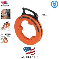 56331 50-Foot Electrical Fish Tape, Steel Wire Puller with Double Loop Tip, O...