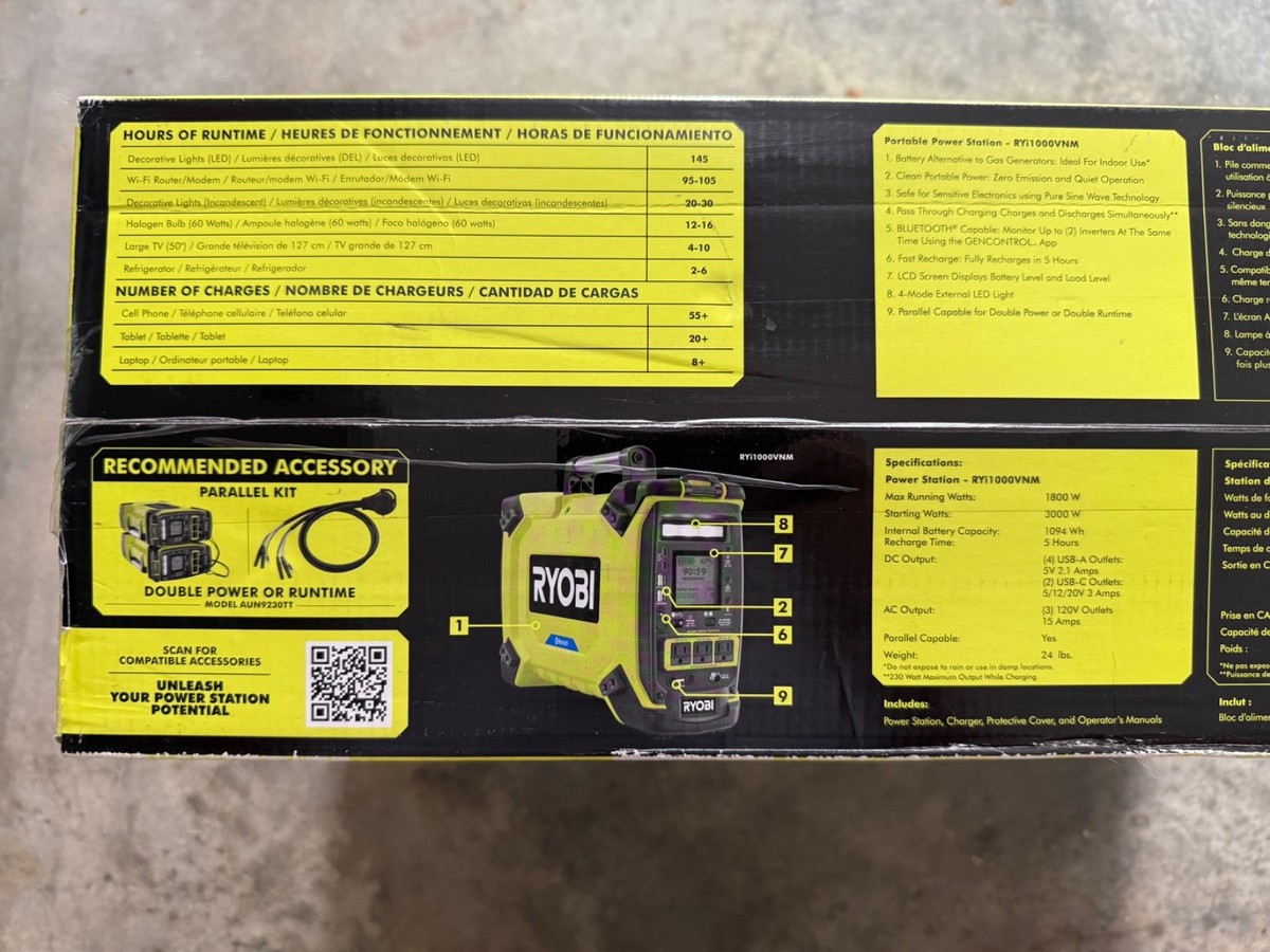 Ryobi 1800W/3000W Battery Inverter generator with solar panel