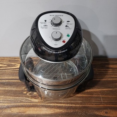 Big Boss Halogen Air Fryer Convection Oven Glass Bowl Cooker Black Tested