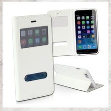 Custodia Cellulare Per IPHONE 6 6S Bianco a Libro Case Similpelle DrachenLeder