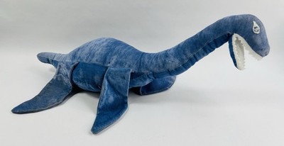 Vintage Plesiosaur Dinosaur Plush 25'' - Marbled Blue Velvet Sea Monster - Rare