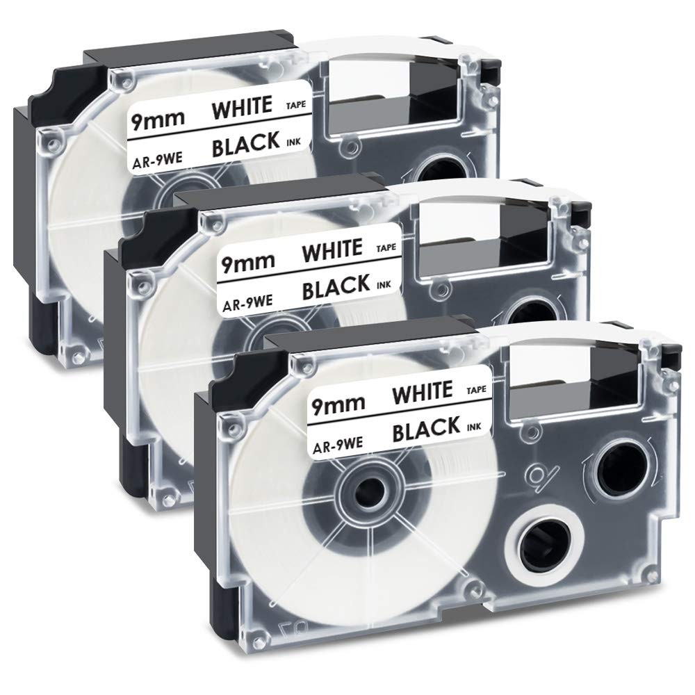 Ruban XR-9WE pour étiqueteuse Casio KL-60, cassette d'impression noire sur blanc de 9mm