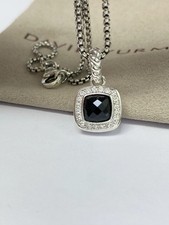 David Yurman Sterling 12.5mm Albion 18" Necklace with Black Onyx  Diamond