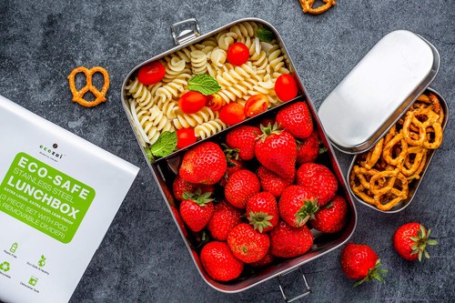 Stainless Steel Lunch Box, Leak Proof 2 Compartment Eco Metal Bento Box, 50 O... - Picture 2 of 5