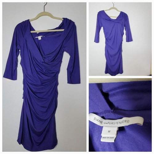 Diane von Furstenberg Ruched Bentley Short Dress Purple Cocktail Party Size Med - Picture 3 of 14
