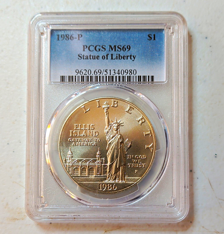 PCGS MS69 1986-P $1 Statue of Liberty Commemorative Silver Dollar KM#220