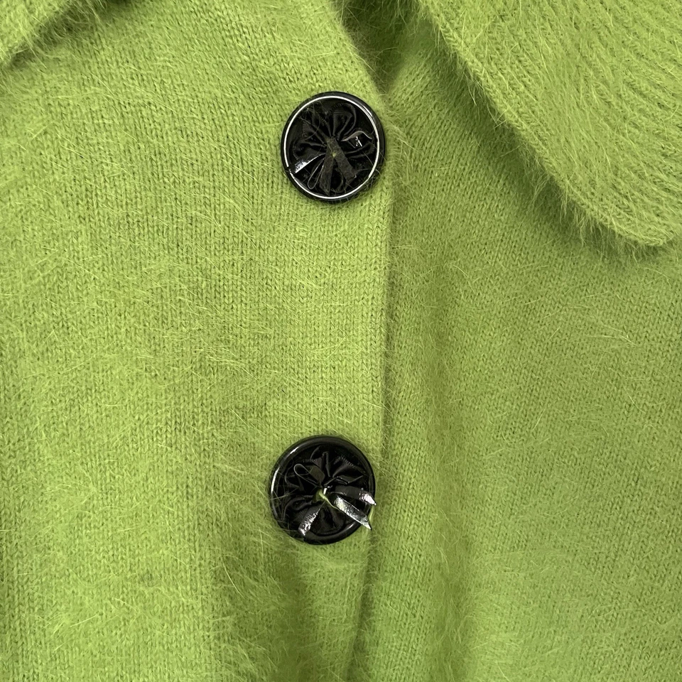 CHAQUETA SUÉTER VENESHA Verde ANGORA TALLA GRANDE L FORRADA Suave Esponjosa Diseñador Foto 3 de 4