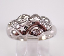 14K White SILVER CREATED Diamond STAR Ring - Unique Wedding Anniversary -