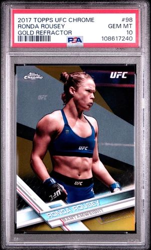 2017 TOPPS UFC CHROME GOLD REFRACTOR #98 RONDA ROUSEY 24/50 PSA 10