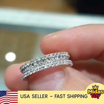 White Gold Diamond Ring Round Brilliant Cut G Color Women Wedding Band