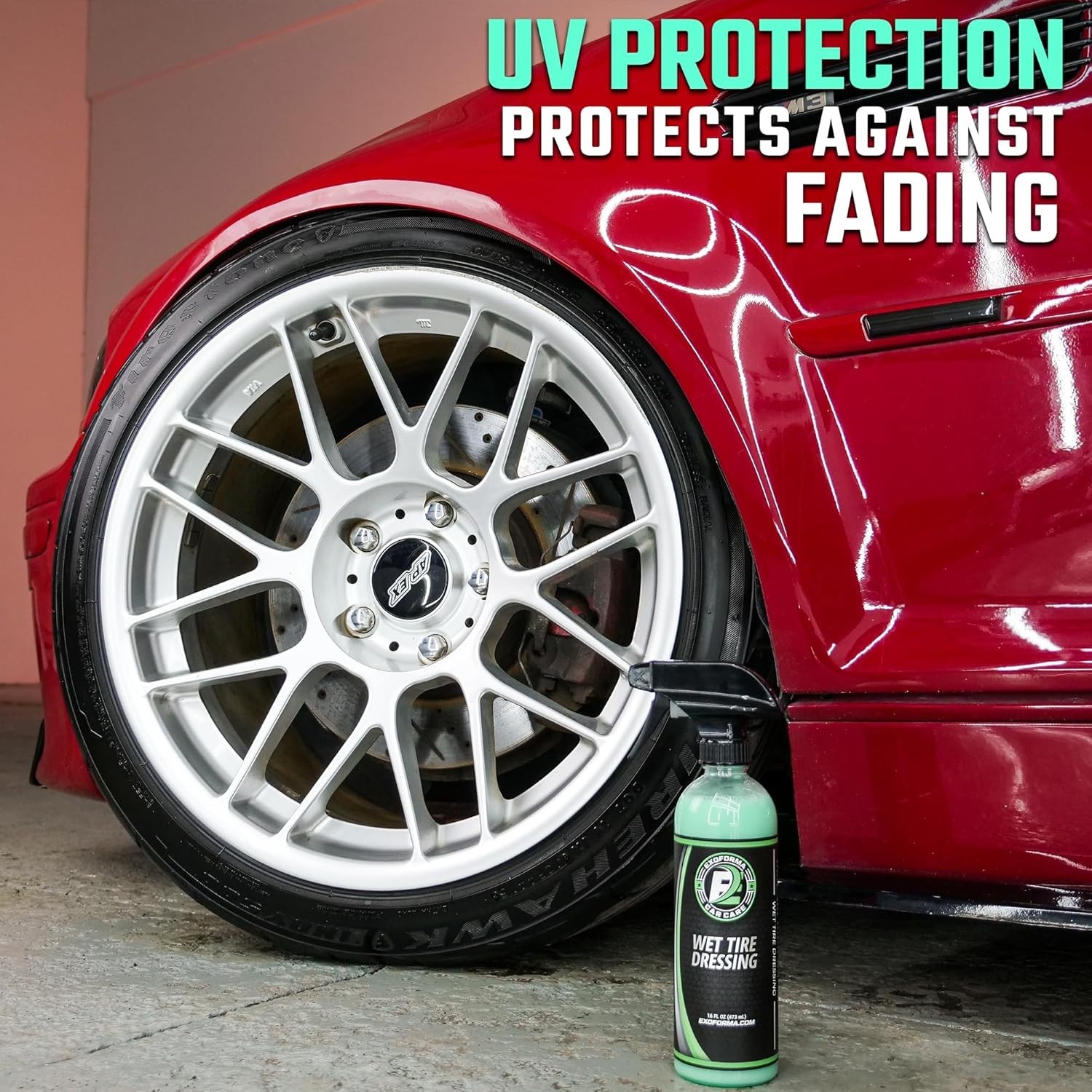 Wet Tire Dressing Spray - Extreme Shine & Quick Drying, 16 fl oz UV Protection