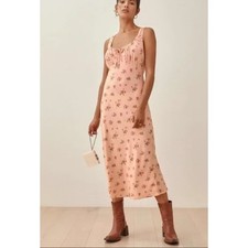 Reformation Lauryl Dress – Pink Floral Milkmaid Midi – Size 8