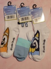3 Pair Bluey Kids Crew Socks Size 10-4