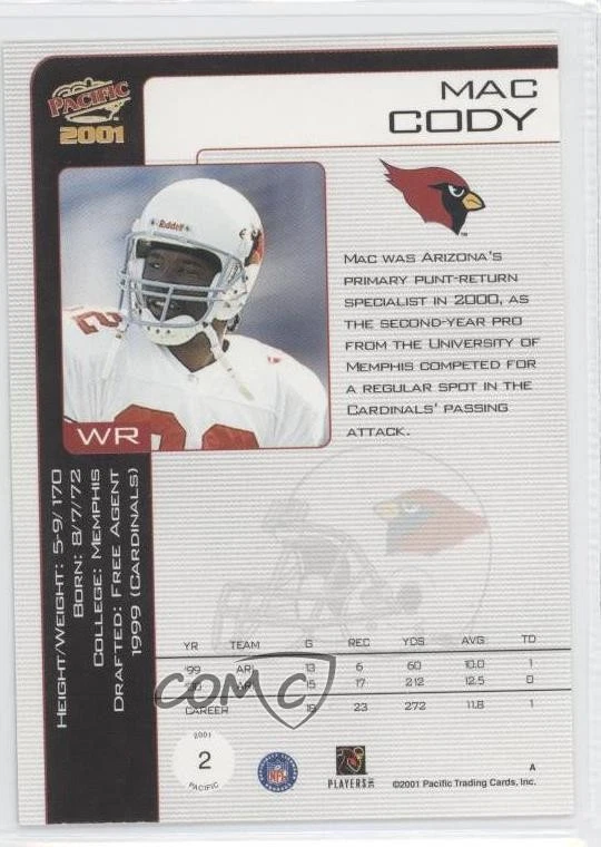 2001 Pacific Premiere Date /45 Mac Cody #2 - Image 2 of 2