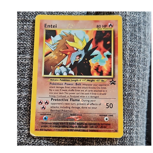 Pokémon Entei Promo 34 Holo Promo Basic 80 HP Nintendo 2001