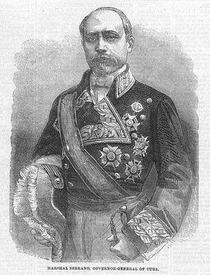 MARSHAL FRANCISCO SERRANO Gouverneur von Kuba - antiker Druck 1862