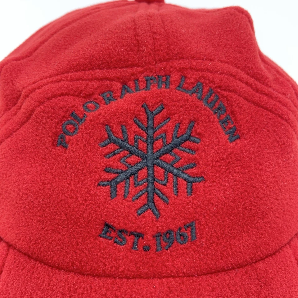 De colección Polo Ralph Lauren Sombrero Gorra Correa de Cuero Espalda Vellón 5 Paneles Copo de Nieve Foto 4 de 4