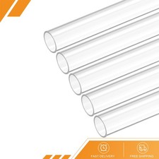 5Pack Plastic Pipe Rigid Round Tube Clear 12mm ID 13mm OD 17" 425mm High Impact
