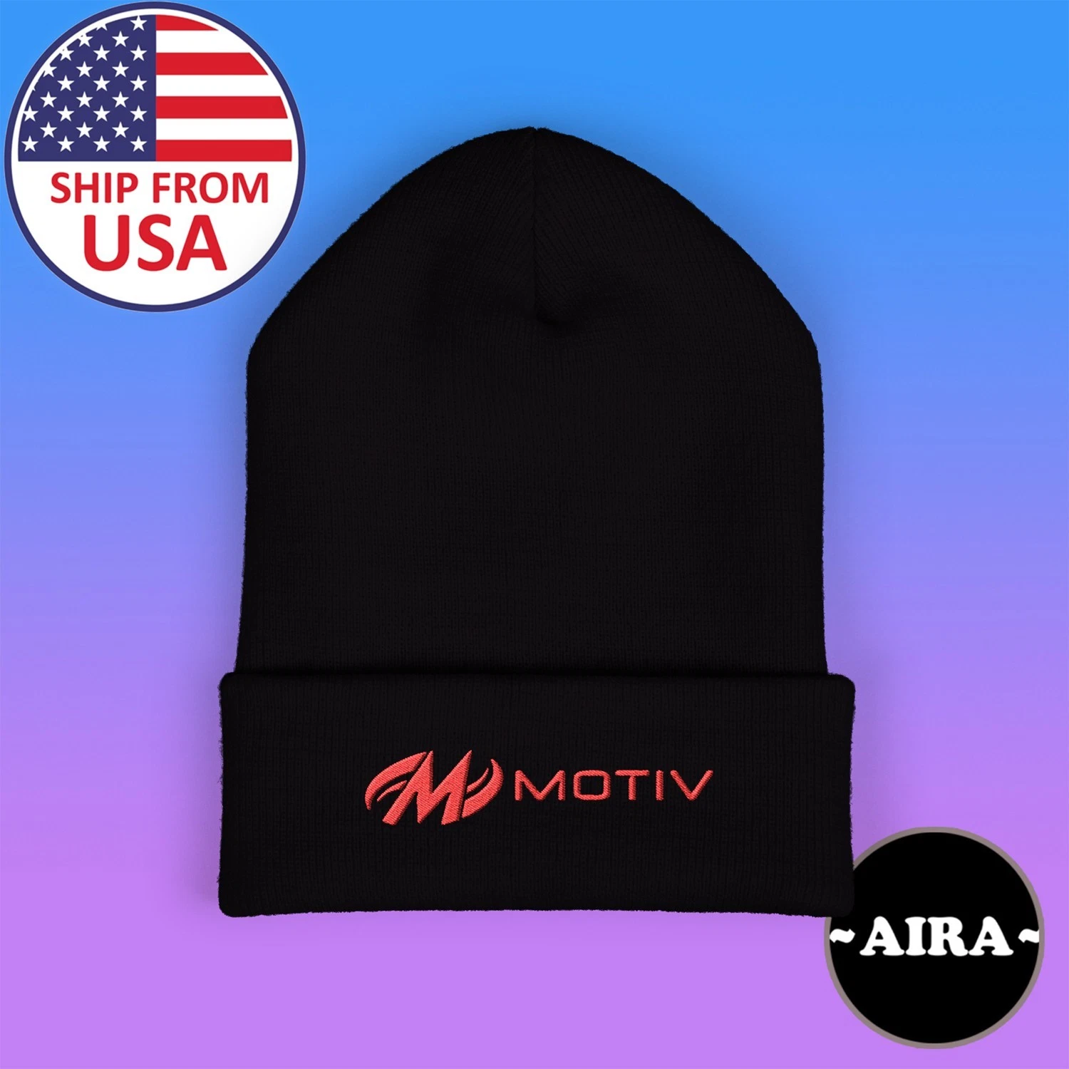 Motiv Bowling Ball Classic Winter Black Beanie Hat Size Adult