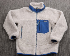 Patagonia Retro X Deep Pile Fleece Jacket Beige Kids Youth Medium Zip Up