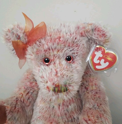 TY Classic Plush Razzmatazz the Bear Orange Multi-Color with Tags 2000 Tylux 16" - Imagen 2 de 15