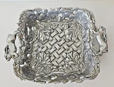 Vintage Arthur Court Bunny Rabbit Cabbage Pewter Bread Tray 1999 Hard To Find