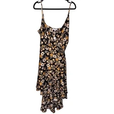 NWT Baltic born high low wrap dress black floral size large