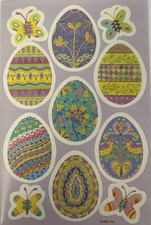 COLORED EASTER EGG Stickers 11pc AGC  Butterflies  Dyed  Floral  Card Making  