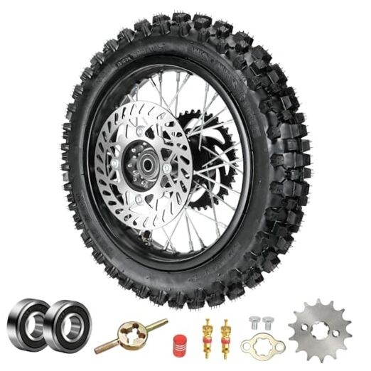 12" Rear Wheel 80/100-12 3.00-12 Dirt Bike Tire Rim Assembly Compatible with 