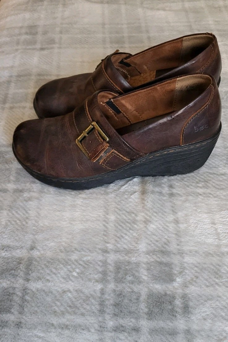 BOC Size 6.5M Brown Leather Professional Clogs for Work-image