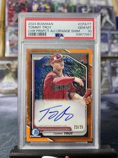 2024 Bowman Tommy Troy Chrome Prospect Auto Orange Shimmer Refractor /25 PSA 10