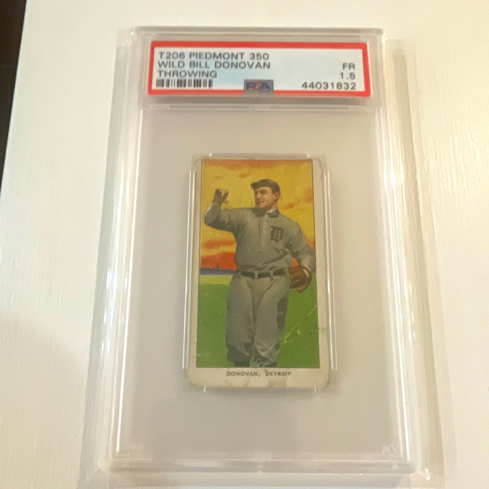 1909-11 T206 Piedmont 350 Wild Bill Donovan Throwing Tigers PSA 1.5