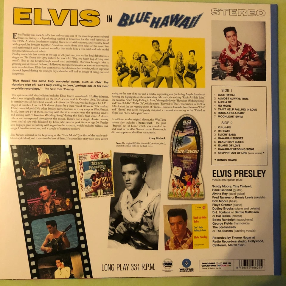 SOUNDTRACK - ELVIS :  Blue Hawaii - BLUE VINYL - Waxtime 950688 , E 2019 - Bild 2 von 3